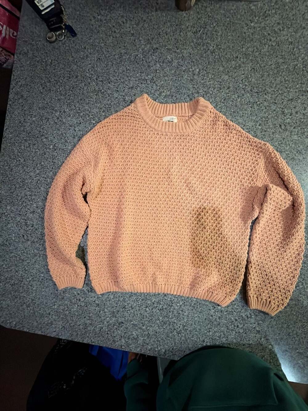 Universal Thread Sweater Size L Peach Chunky Knit Crewneck